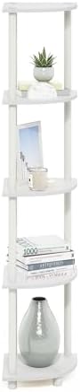 Furinno Turn-N-Tube Corner Shelf, 5-Tier Corner Bookshelf, Open Storage Shelves, for Organization and Storage, Living Room, Home Office, Garage, Bedroom, White - Image 6