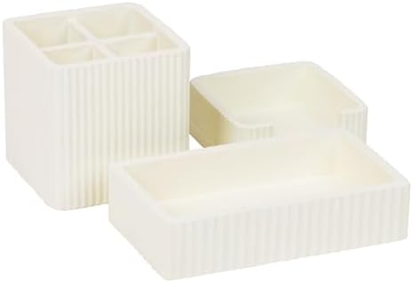Mind Reader 3-Piece Cement Desk Organizer Set, Desktop Accessory Kit with Pen Cup, Sticky Note Holder, Catch-All Tray, Modern Office Decor, Cement, Cream - Image 7
