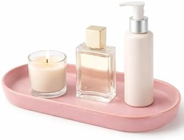 Matte Pink Ceramic Bathroom Tray, Aesthetic Vanity Organizer Dish - Image 6