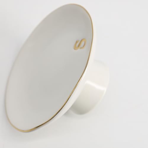 COLLECTIVE HOME - Ceramic Jewelry Tray, Decorative Monogram Jewelry Dish, Luxurious Trinket Tray with High Base, Birthday Mother's Day for Women (r) - Image 7