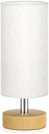 Table Lamp for Bedroom(Cream Shade - Wood Base, 11.6" Inline Control) - Image 7