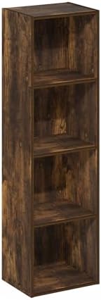 Furinno PASIR Book Shelf, 4-Tier Modern Bookshelf, Open Shelves Bookcase 9 x 12 x 42, Easy Assembly, for Living Room, Bedroom, Home Office, Amber Pine - Image 7