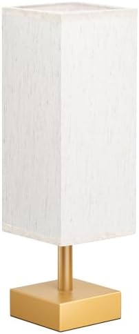 aooshine Gold Small Bedside Lamp for Bedroom - Square Cream Fabric Shade - Image 6