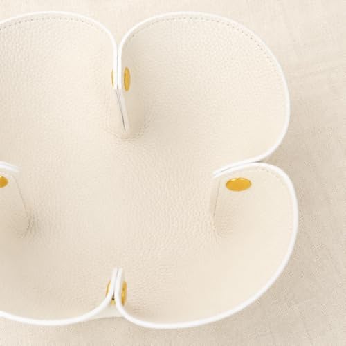 Grained Faux Leather Flower Shaped Valet Tray Large, White - Image 6