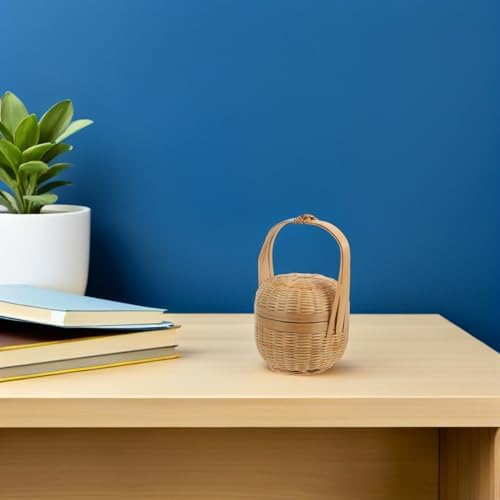 LABRIMP Handmade Small Woven Basket with Handle, Mini Handwoven Storage Organizer 15cm×8cm for Home Decor and Favors - Image 7