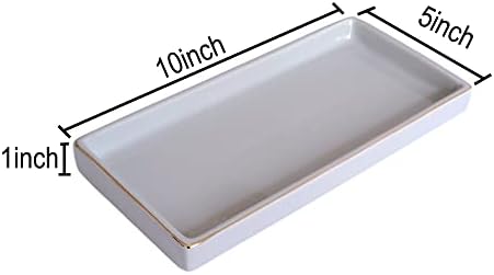 10 x 5 Ceramic Bathroom Tray for Countertop, Decorative Vanity Tray for Dresser Tops, Small Rectangular Trays for Perfume, Candle, Jewelry, Cosmetics (Gray) - Image 5
