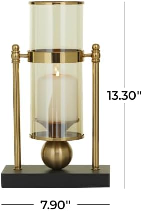 CosmoLiving by Cosmopolitan Metal Pillar Candle Holder with Metal Stand, 8" x 4" x 13", Gold - Image 6