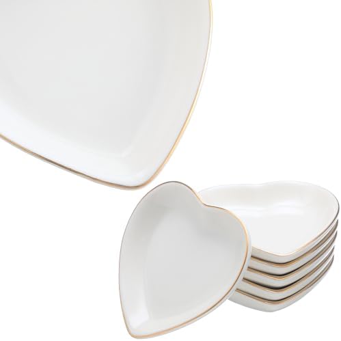Shappy 6 Pcs White Ceramic Jewelry Dish Trinket Tray Ring Holder, Heart - Image 6