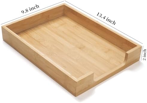 Bamboo Letter Tray, Wood Desk Tray, Wooden Desk Organizer, A4 Paper, Document, File, Mail, Magazine Storage Basket for Office, Classroom, Home Desktop - Image 6