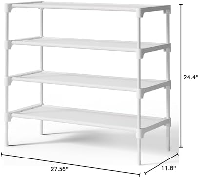 Kitsure Shoe Rack - Non-Woven Shoe Rack Shelf, 27.5" Wide - 4 Tier, White - Image 2