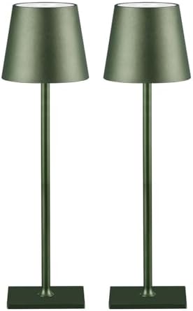 2 Pack Cordless Rechargeable Table Lamp, Battery Operated LED Lamp, Green by CHLORANTHUS