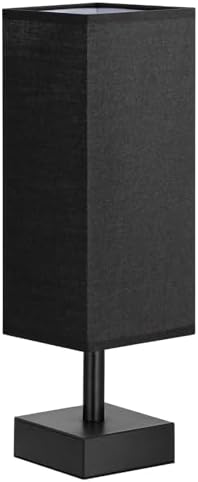 aooshine Small Bedside Table Lamp for Bedroom - Square Black Fabric Shade - Image 6