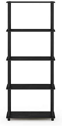 Furinno TURN-N-TUBE Storage Shelves, 5-Tier Book Shelf, Corner Shelf, Toolless Open Shelves, for Organization and Storage, Living Room, Garage, Home Office, Americano - Image 6