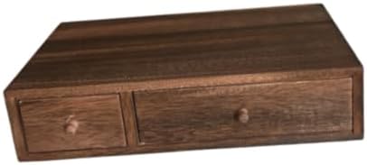 Wood Desktop Organizer Office Supplies Organizer with Drawer Versatile Cosmetic Organizer for Sticky Notes Stamps Paper Clips, 2 Drawer - Image 7