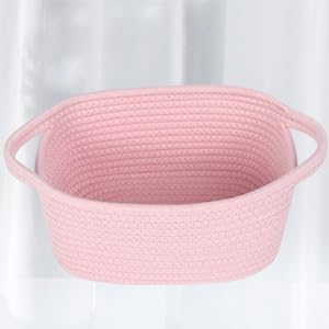ABenkle Small Storage Basket, Mini Woven Basket, Cute Cotton Rope Basket for Shelves, Boho Decorative Toy Storage Bin Gift Basket - Image 7