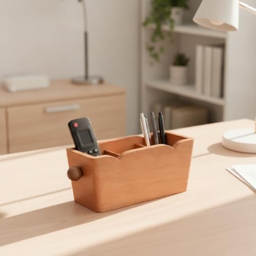 Desktop Organizer Open-Top Storage Box with Compartments Sorter for Desk, Vanity, Entryway, Modern Minimalist, 3-Compartment, Walnut Wood Design - Image 7