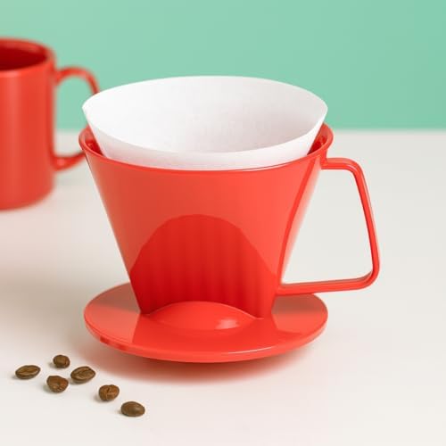 Fino Pour-Over Coffee Brewing Filter Cone, Number 1-Size, Red, Brews 1 to 2-Servings - Image 6