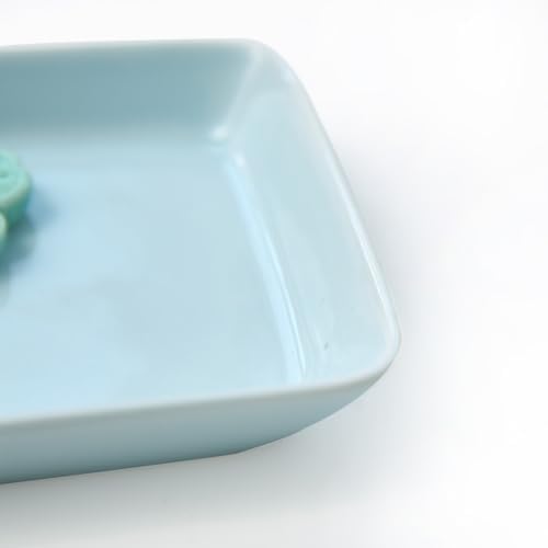 Japanese Ceramic Handmade Cute Cherry Blossom Incense Stick Holder or Incense Burner Holder, Simply Unique Ash Catcher Inscent Tray and Decorative Gift, Home Decor 4.49 inches, Square Blue - Image 7
