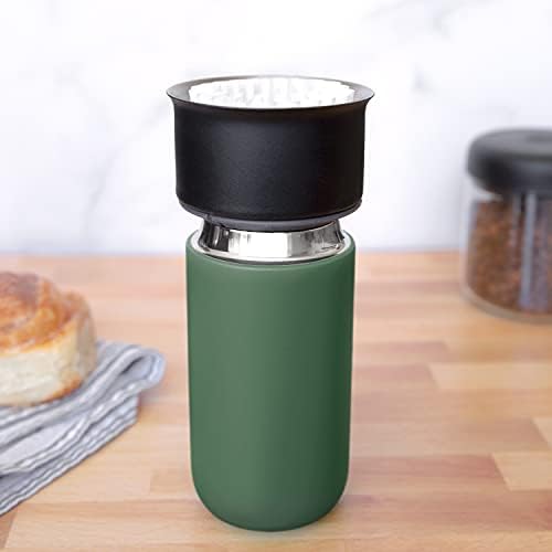 Fellow 12 oz Carter Move Travel Mug - Vacuum-Insulated Stainless Steel Travel Coffee Mug - Coffee Tumbler with Ceramic Interior and Splash Guard - Cargo Green - Image 6