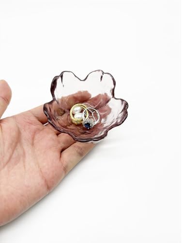 Flower Ring Dish Jewelry Tray, Glass Jewelry Dish Tray, Aesthetic Room Decor Small Trinket Dish, Nightstand Jewlery Ring Holder Dish, Bathroom Jewelry Plate Bowl for Rings Earrings Gift (Light Purple) - Image 4