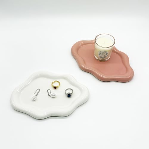 Ceramic Jewelry Tray, Jewelry Dish for Women, Small Ring Dish, Pink Cloud Tray Nightstand Decor Jewlery Plate Ring Holder Dish, Gift for Mom Trinket Tray Jewelry Bowl for Keys, Perfume,Candles - Image 7