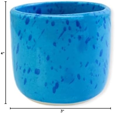 roro 8 oz Coral Blue Ceramic Coffee Cups, Set of 2 – Speckled Stoneware Tea & Cocoa Mugs, Lead-Free, Microwave & Dishwasher Safe - Image 6