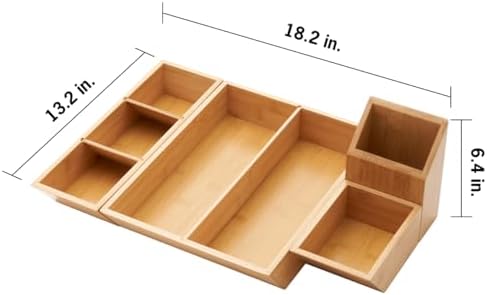 TRINITY EcoStorage 4-Piece Bamboo Desk & Drawer Organizer Set - Image 4