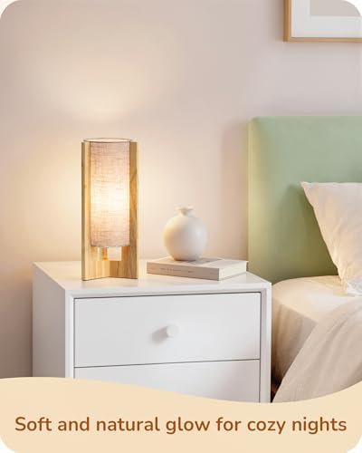 EDISHINE Small Cute Table Lamp, Natural Wood Nightstand Lamp, 13.5", E26 - Image 7