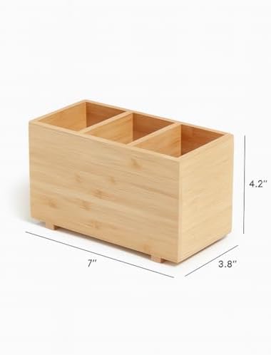 SKYREN Bamboo Desk Organizer – 7" x 3.5" x 4.2" Zen-Style Desktop Organizer for Office, Home & Study – Natural Wood Finish, Eco-Conscious Workspace Storage Solution - Image 7