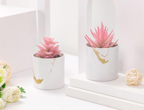 Der Rose 2 Pack Fake Plants Pink Room Decor for Office Desk Accessories - Image 6