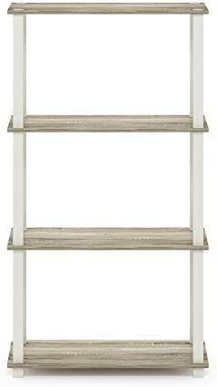 Furinno TURN-S-TUBE Storage Shelves, 4-Tier Book Shelf, Corner Shelf, Toolless Open Shelves, for Organization and Storage, Living Room, Garage, Home Office, Sonoma Oak - Image 6