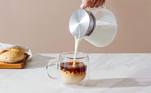 CNGLASS Double Walled Glass Coffee Mugs 10oz,Large Insulated Espresso Cups,Set of 2 Clear Glasses Cappuccino Mug with Handle(Tea Latte Glassware) - Image 6