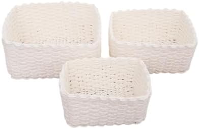 YHNNH Hand-woven Storage Basket: Ideal for Home Desktop Cosmetics and Living Room Sundries(white) by YHNNH