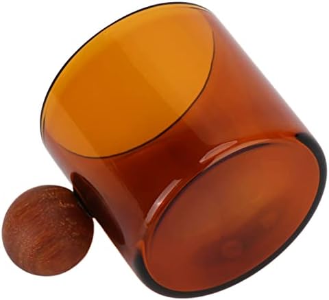 Kikumi Heat Clear Glass Coffee Cup with Wooden Ball Handle for Office Bar Party (Brown) - Image 7