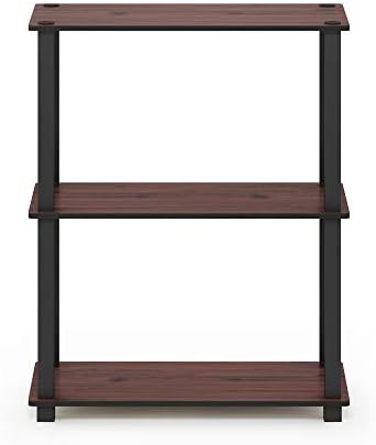 Furinno TURN-S-TUBE Storage Shelves, 3-Tier Book Shelf, Corner Shelf, Toolless Open Shelves, for Organization and Storage, Living Room, Garage, Home Office, Dark Cherry - Image 6