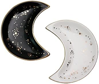 Soddeph Small Moon Ceramic Jewelry Dish Tray, Decorative Trinket Dish, Ring Holder Dish, Modern Accent Tray for Bathroom,Nightstand,Entryway Table, Vanity (1, black+white) - Image 6