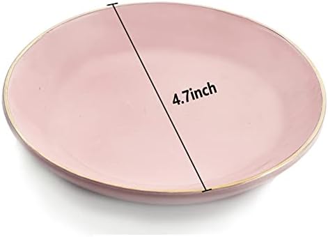 HANKOR 4.75" Ceramic Jewelry Tray, Small Ring Dish Holder Trinket Tray, Catch All Trays for Ring Earring Necklace Key, Christmas Gifts for Women Girls, Pink - Image 5
