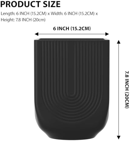 Ceramic Planter, 6 Inch Square Plant Pot with Drainage, Matte Black - Image 7