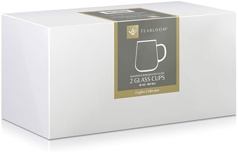 Teabloom Set of 2 Premium Borosilicate Glass Cups for Tea or Coffee - 6 Ounces / 180 ml - Stain-free and Microwave Safe - Image 6