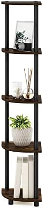 Furinno TURN-N-TUBE Corner Shelf, 5-Tier Corner Bookshelf, Open Storage Shelves, for Organization and Storage, Living Room, Home Office, Garage, Bedroom, Amber Pine - Image 6