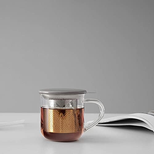 VIVA Minima Eva Glass Tea Cup with Infuser and Lid, 14 oz, Wool - Image 6