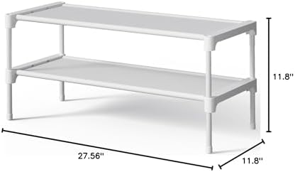 Kitsure Shoe Rack - Non-Woven Shoe Rack Shelf, 27.5" Wide - 2 Tier, White - Image 2