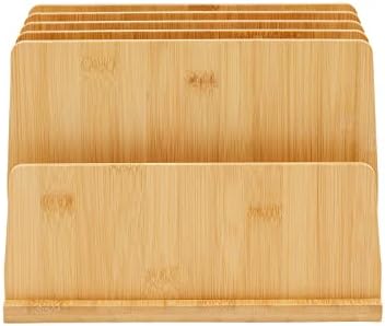 Bamboo Wooden Mail Holder, File Sorter for Letter and Folder Document Storage, Envelope Organizer with 5 Slots for Office Desk, Countertop, Home Organization (10x7 in) - Image 7