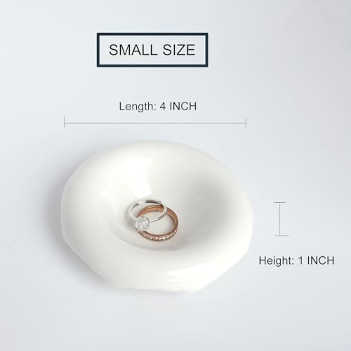 White Donut Shape Ring Dish Jewelry Tray Organizer, Ceramic Accent Tray for Vanity, Small Decorative Trinket Dish - Image 7