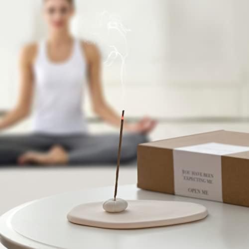 Handmade Incense Holder Irregula Plain Ceramic Stick Incense Holders Pomelo Pumpkin Incense Burner for Home Decor Yoga Meditation Zen (Pomelo White) - Image 6