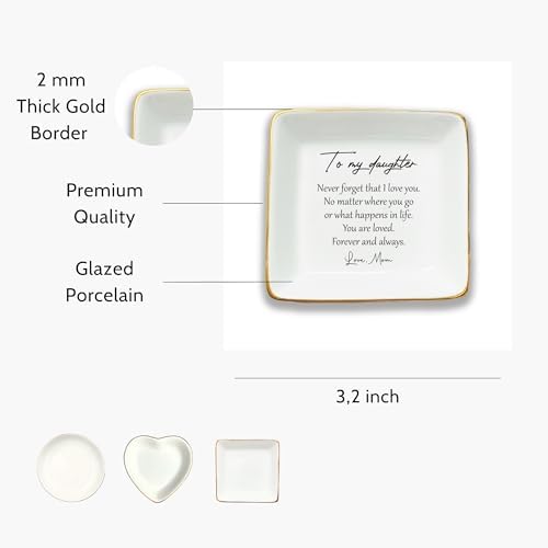 Square Ring Dish White Ceramic Jewelry Dish, Trinket Tray For Girl Bride From Mom, Birthday, Wedding Present, Mother and Daughter-In-Law Gift - Image 6