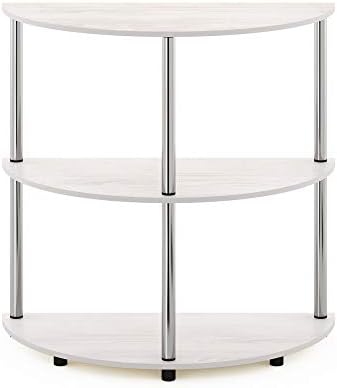 Furinno Frans Turn-N Half Round Console Table with Stainless Steel Tubes, White Oak, 15.6D x 31.1W x 30.8H in - Image 5
