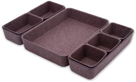 Welaxy Dusty Plum Felt Desk Drawer Organizer Tray Chic Taupe Storage Bin by Welaxy