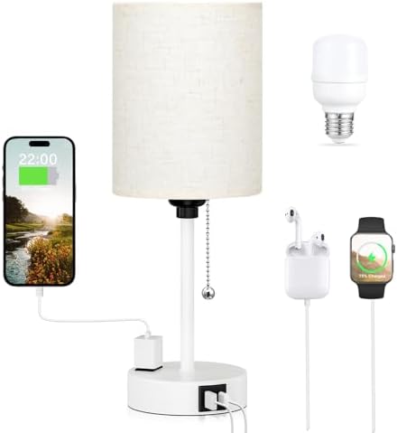 Small Bedside Table Lamp for Bedroom, Desk Lamp with USB Ports for Dorm - Image 7