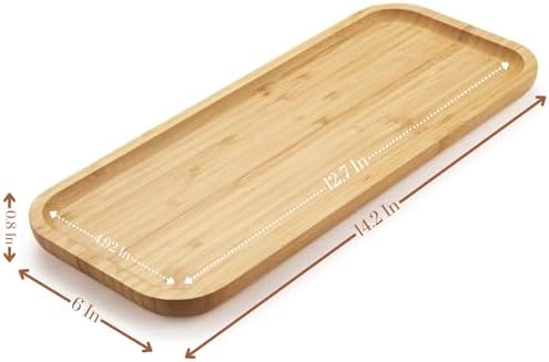 Bamboo Vanity Tray, Bathroom Counter Tray, Toilet Tank Top Tray for Organizing and Decor Display, 14.2 x 6 x 0.8 inch - Image 6
